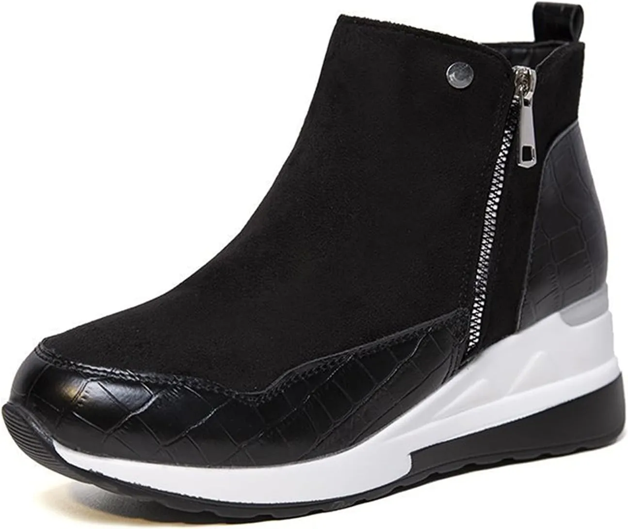 Womens Boots Ankle Women's Boots Botas De Combate Para Mujer Low Booties for Women Womens Ankle Boots Wide toe Box Black Suede Ankle Boots for Women