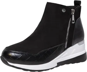 Womens Boots Ankle Women's Boots Botas De Combate Para Mujer Low Booties for Women Womens Ankle Boots Wide toe Box Black Suede Ankle Boots for Women