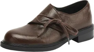Women's Casual Slip On Flat Heel Loafers Round Toe Pumps with Solid Color