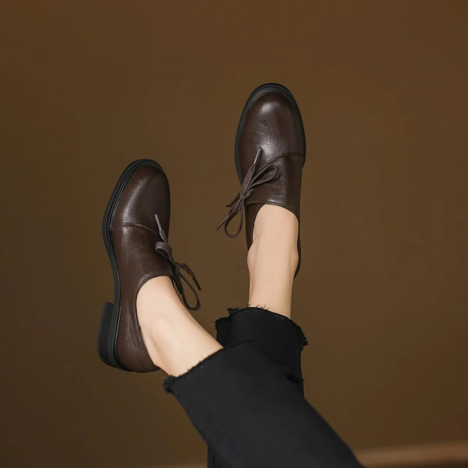 Women's Casual Slip On Flat Heel Loafers Round Toe Pumps with Solid Color