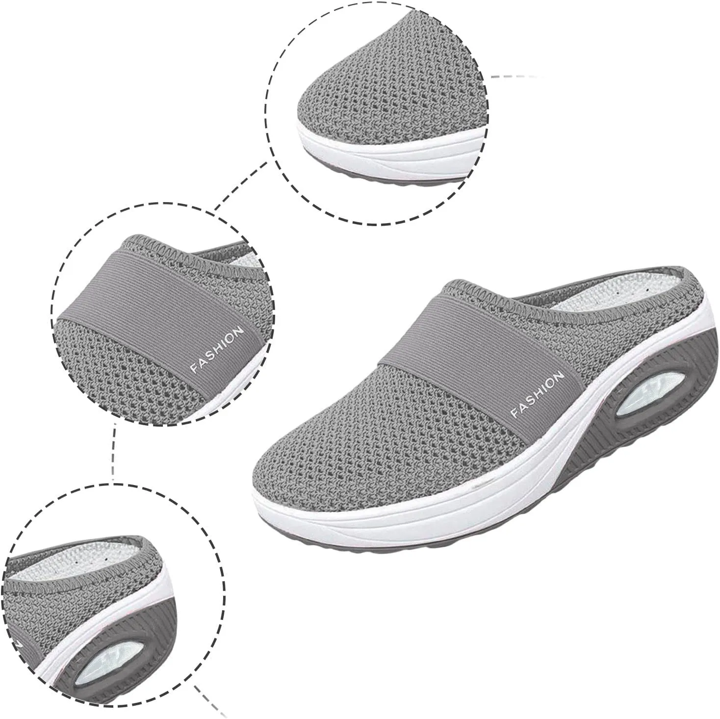 Womens Clogs Shoes Wide Width Slip On Closed Toe Mesh Summer Walking Mules Arch Support Backless Casual Sandals