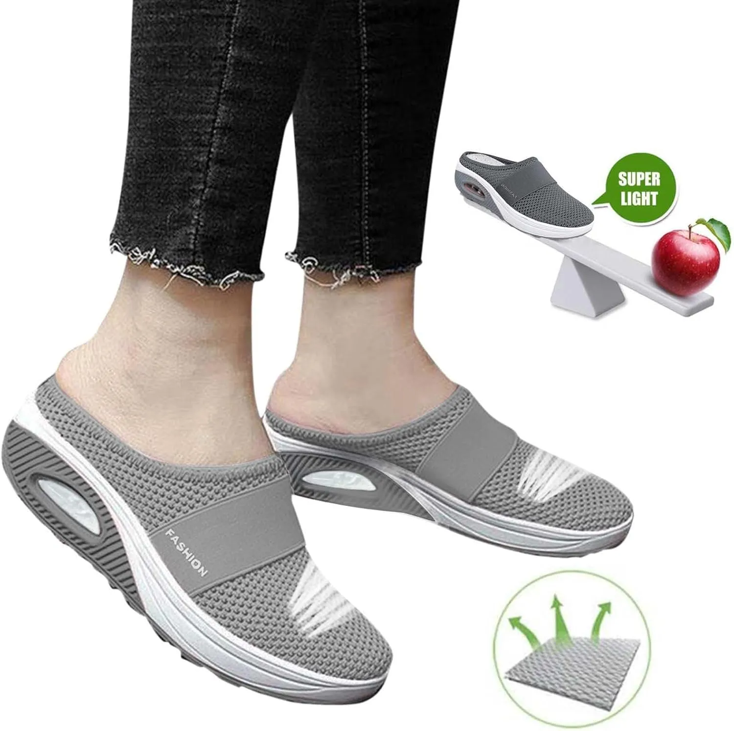 Womens Clogs Shoes Wide Width Slip On Closed Toe Mesh Summer Walking Mules Arch Support Backless Casual Sandals