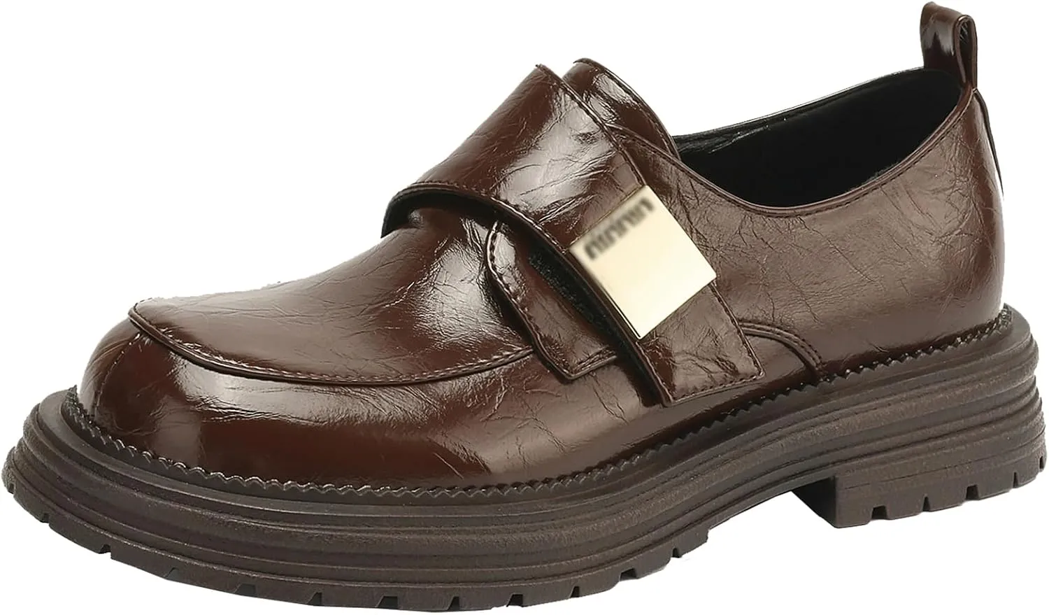 Women's Comfortable Casual Round Toe Pumps Slip On Loafer Flats with Low Block Heel