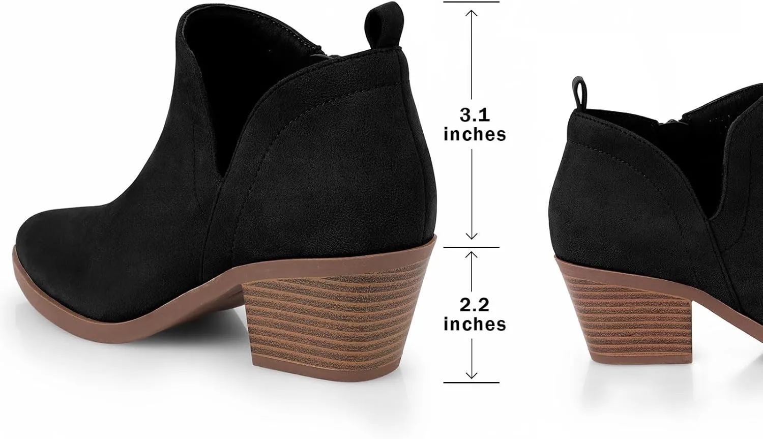 Women's Dressy Ankle Boots - Low Heel, Pointed Toe, Side Zipper Booties