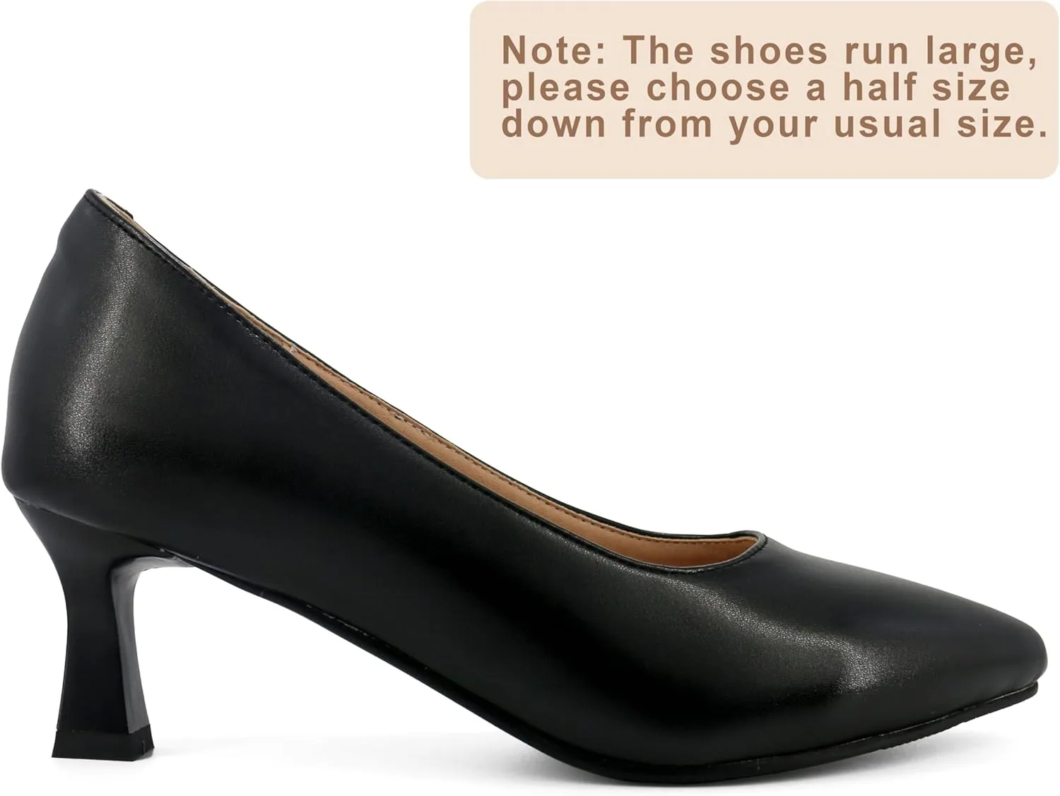 Women's Low Heel Pumps Shoes Pointed Toe Chunky Comfortable Slip-On Block Heel Closed Toe Dress Shoes for Wedding, Office, Bridal 2.5 Inch Black US 6