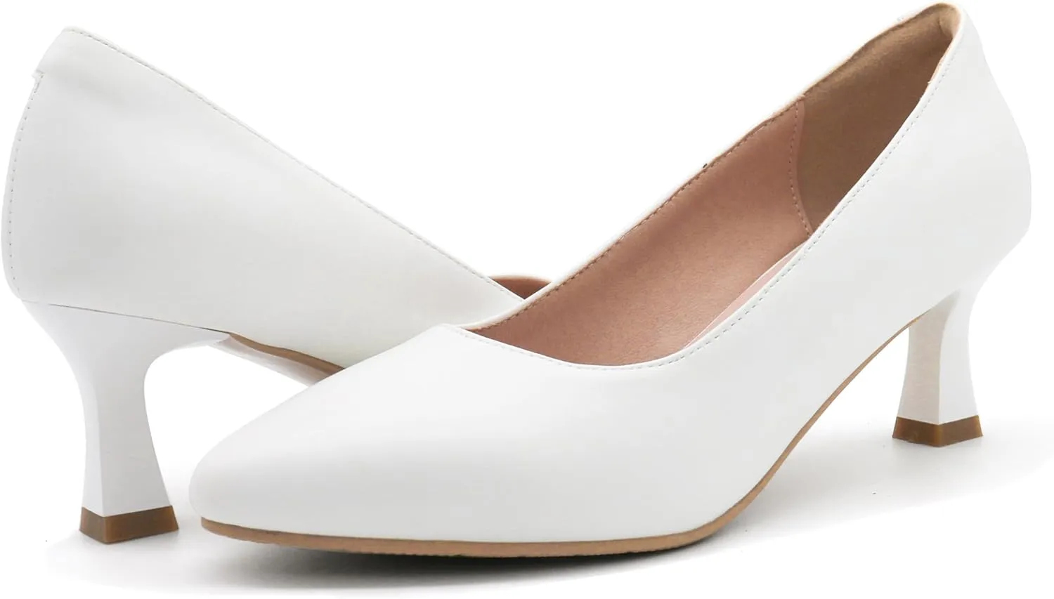 Women's Low Heel Pumps Shoes Pointed Toe Chunky Comfortable Slip-On Block Heel Closed Toe Dress Shoes for Wedding, Office, Bridal 2.5 Inch Black US 6