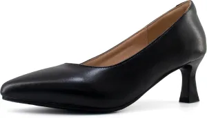 Women's Low Heel Pumps Shoes Pointed Toe Chunky Comfortable Slip-On Block Heel Closed Toe Dress Shoes for Wedding, Office, Bridal 2.5 Inch Black US 6