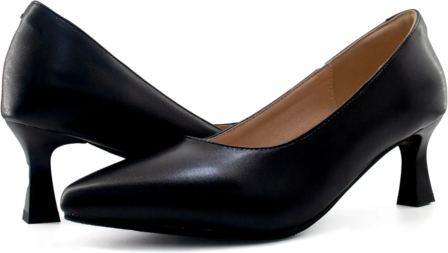 Women's Low Heel Pumps Shoes Pointed Toe Chunky Comfortable Slip-On Block Heel Closed Toe Dress Shoes for Wedding, Office, Bridal 2.5 Inch Black US 6