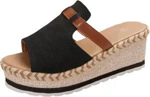 Womens Orthopedic Platform Wedge Sandals Open Toe Slip on Summer Dressy Ankle Strap Espadrilles Slippers