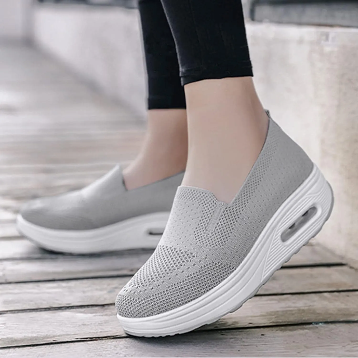 Women's Orthopedic Sneakers Air Cushion Slip On Walking Shoes Casual Mesh Air-Cushion Walking Shoes