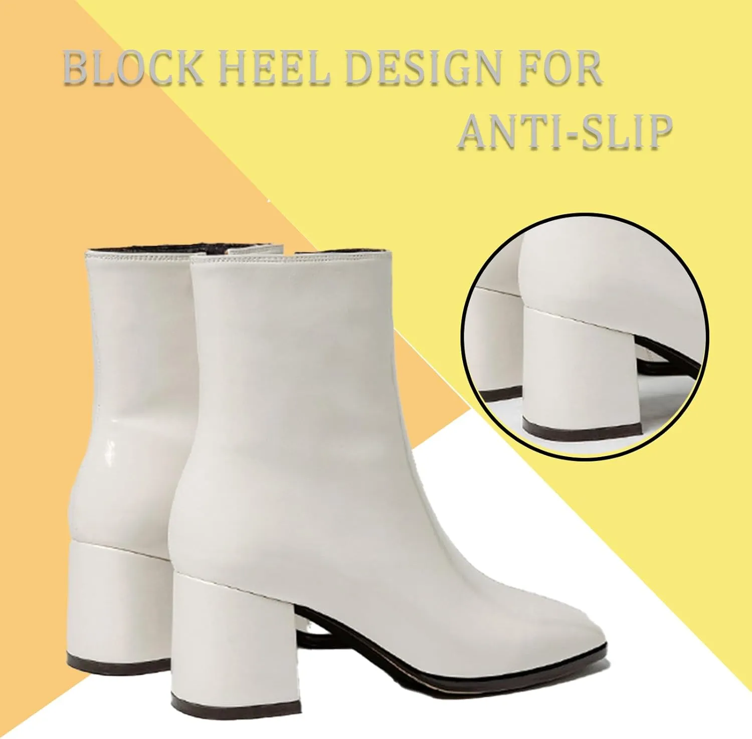 Women'S Patent Leather Chunky Heel Dress Ankle Boots With Side Zipper Fashion Square Toe Wedding Gogo Short Booties Autumn Party Ankle Boots