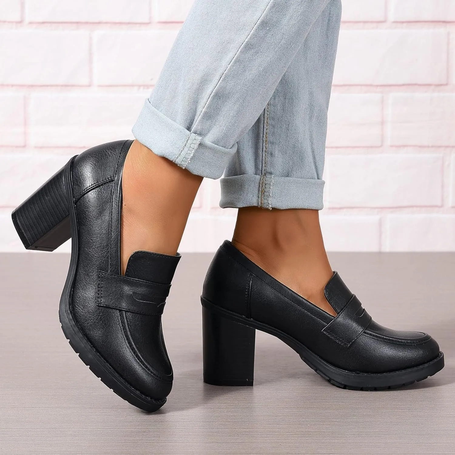 Women's Pumps Block Chunky High Heel Comfortable Classic Dressy Office Business Oxfords Shoes US5-11