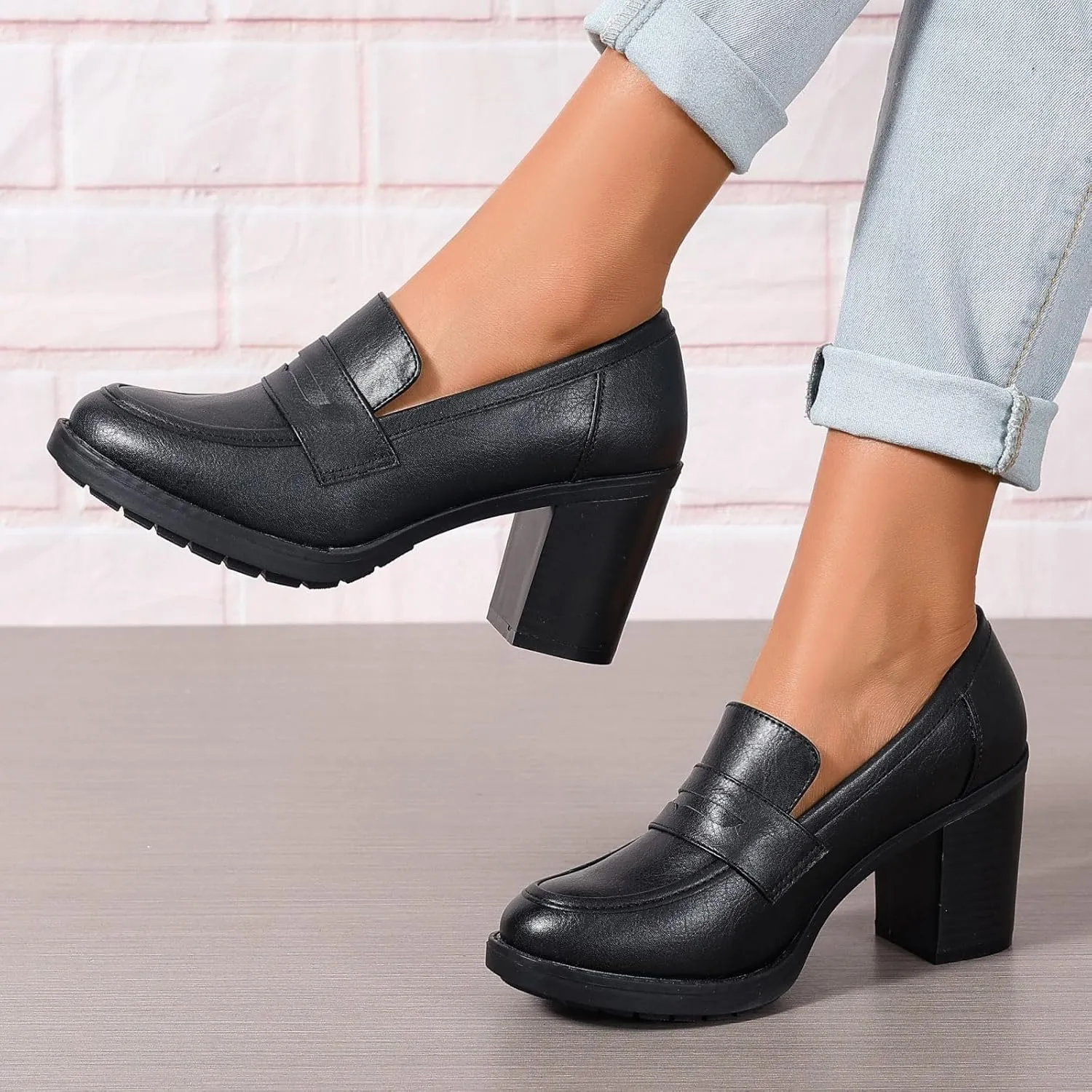 Women's Pumps Block Chunky High Heel Comfortable Classic Dressy Office Business Oxfords Shoes US5-11