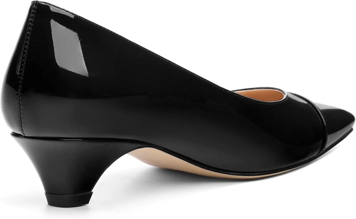 Womens Pumps, Low Kitten Heel Pumps Slip-on Pointed Toe Dress Shoes Office Party Wedding Patent 1.4 Inch