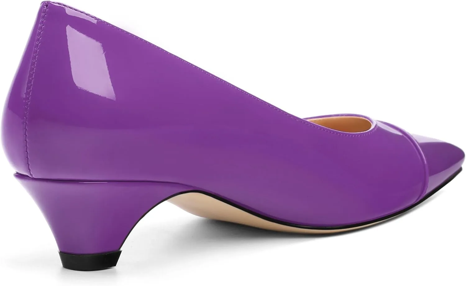Womens Pumps, Low Kitten Heel Pumps Slip-on Pointed Toe Dress Shoes Office Party Wedding Patent 1.4 Inch