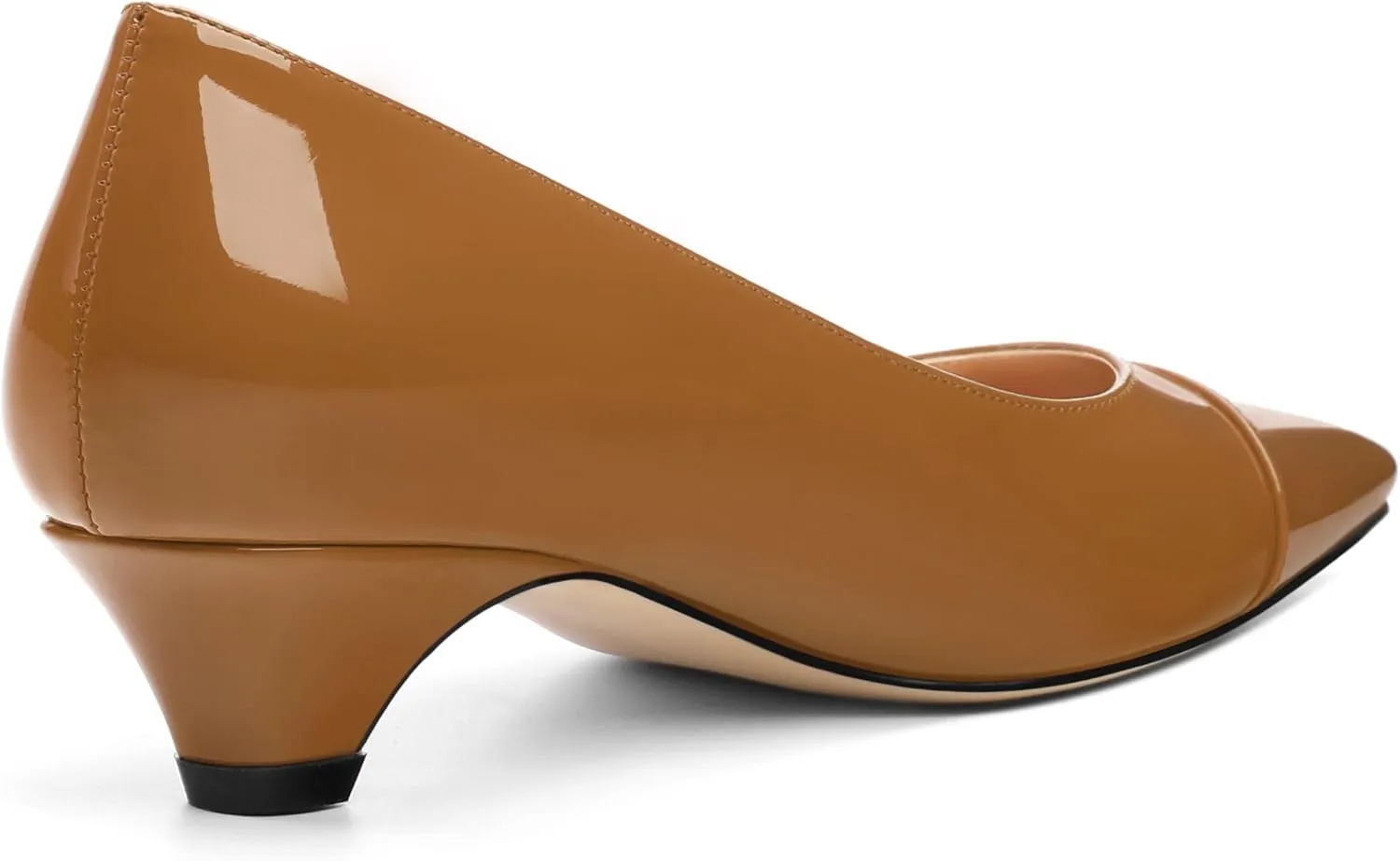 Womens Pumps, Low Kitten Heel Pumps Slip-on Pointed Toe Dress Shoes Office Party Wedding Patent 1.4 Inch