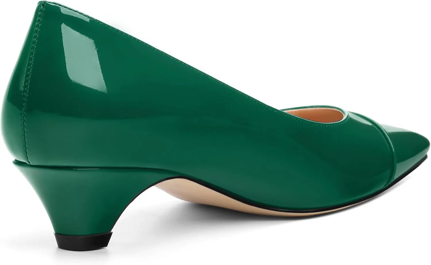 Womens Pumps, Low Kitten Heel Pumps Slip-on Pointed Toe Dress Shoes Office Party Wedding Patent 1.4 Inch