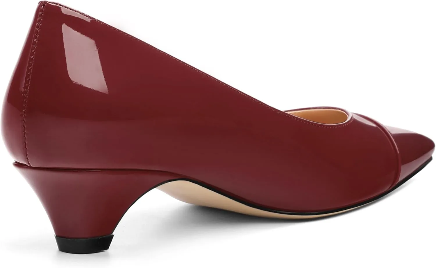 Womens Pumps, Low Kitten Heel Pumps Slip-on Pointed Toe Dress Shoes Office Party Wedding Patent 1.4 Inch