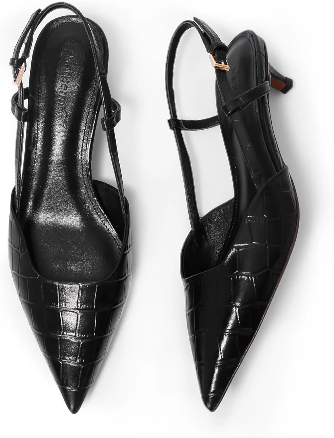 Women's Pumps Slingback Kitten Heels Closed Toe for Women Sexy Slip on Shoes Full Genuine Leather