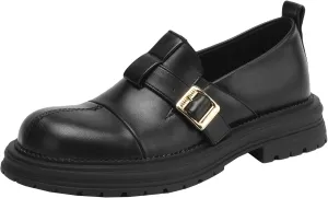 Women's Retro Round Toe Pumps Casual Slip On Flat Heel Loafers