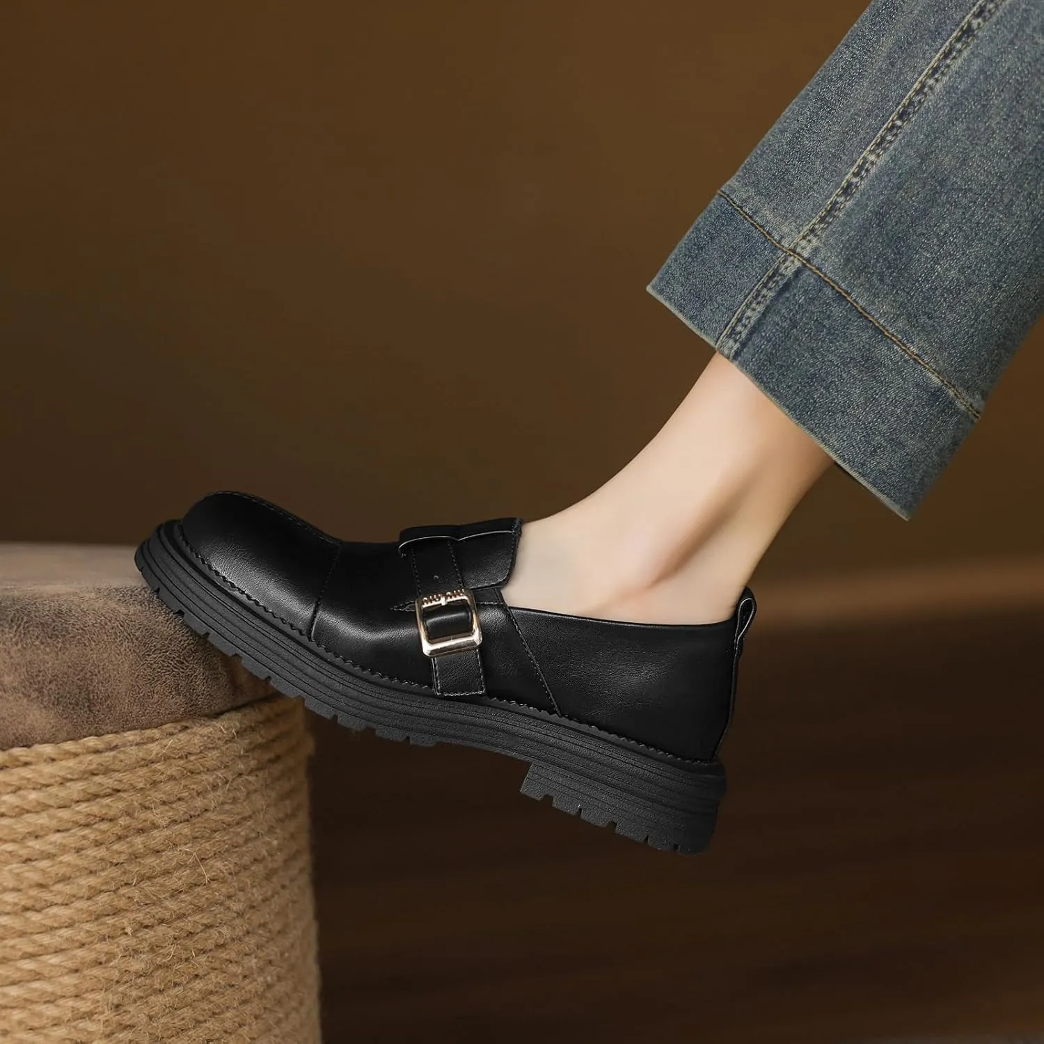 Women's Retro Round Toe Pumps Casual Slip On Flat Heel Loafers