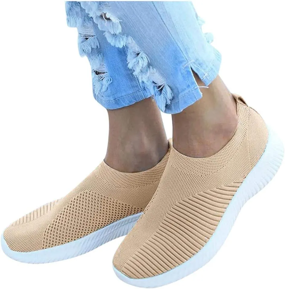 Women's Slip On Sneakers Lightweight Breathable Womens Running Shoes Sports Dressy Casual Shoes High Top Sneakers White Tennis Shoe Loafers Shoe