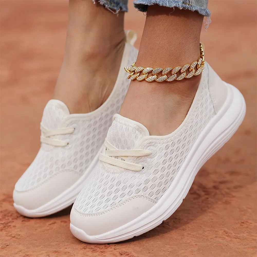 Women's Soft Sole Mesh Comfort Orthopedic Shoes Comfortable Walking Shoes Breathable Slip-On Flat Walking Shoes