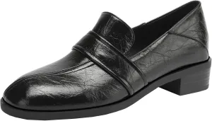 Women's Solid Color Pumps Round Toe Slip On Loafers with Comfortable Low Heel