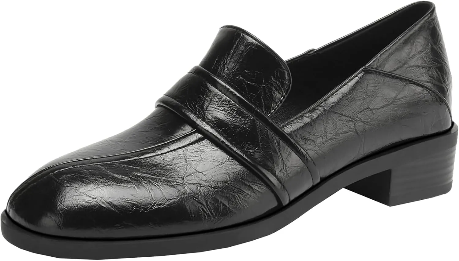 Women's Solid Color Pumps Round Toe Slip On Loafers with Comfortable Low Heel
