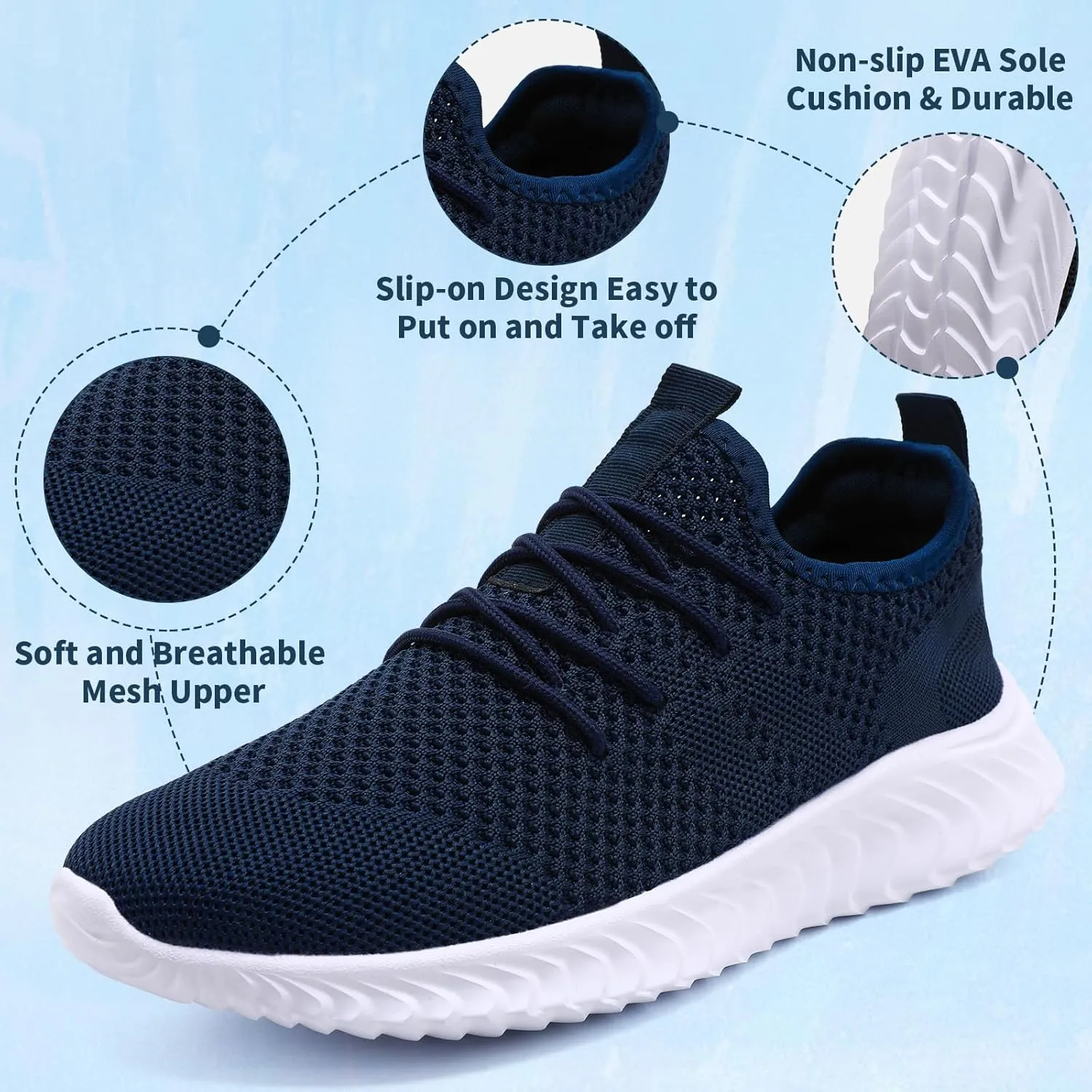 Womens Tennis Shoes Running Shoes - Gym Sneakers Shoes Walking Workout Shoes Non Slip Walking Athletic Slip On Lightweight Breathable Shoes