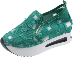 ZWRXW Women Wedges Sneakers 2025 Hollow Out Wedge Sneaker Comfortable Wedge Walking Sport Sneakers Platform Walking Shoes Fashion Bride Wedding Shoes