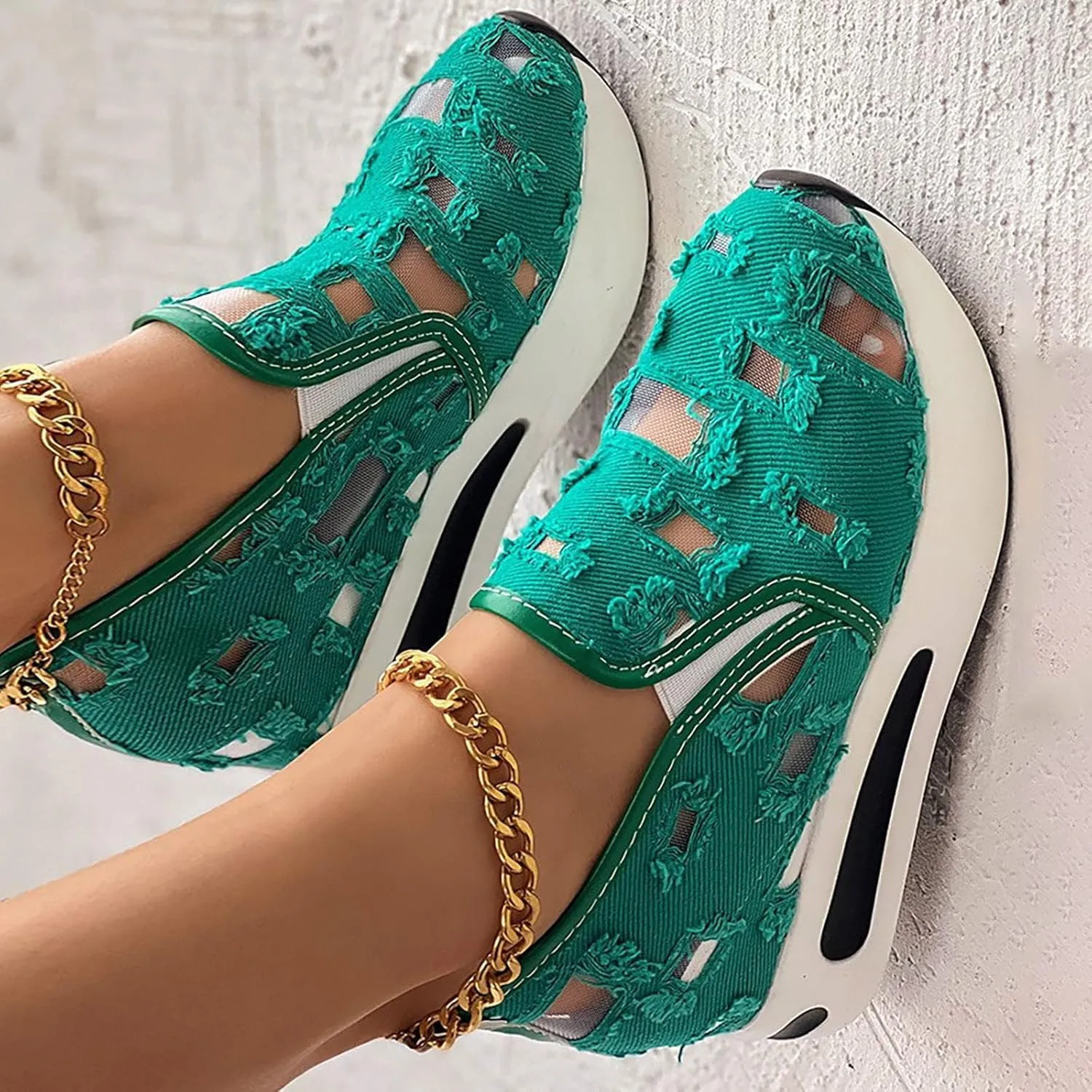 ZWRXW Women Wedges Sneakers 2025 Hollow Out Wedge Sneaker Comfortable Wedge Walking Sport Sneakers Platform Walking Shoes Fashion Bride Wedding Shoes